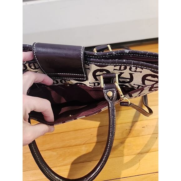 Vintage Etienne Aigner Shoulder Bag Purse Signature Logo Leather Trim Crossbody - Picture 4 of 9